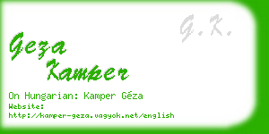 geza kamper business card